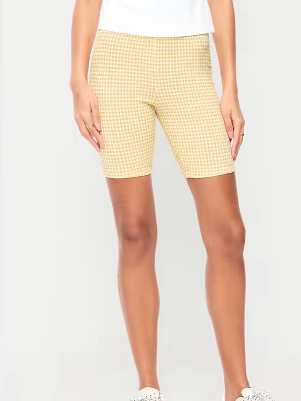 High Rise Biker Short - Yellow Gingham